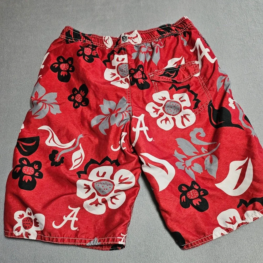 Wes and Willy Alabama Crimson Tide Floral Swim Trunks Mens Large‎ Red SH0002